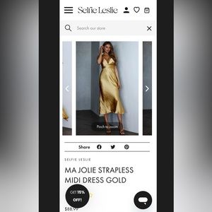 Selfie Leslie Ma Jolie Strapless Midi Dress Gold